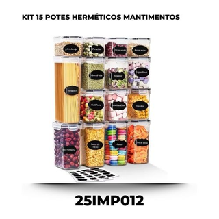 Kit 15 Potes Herméticos Mantimentos