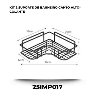 kit 2 suporte de banheiro canto alto-colante