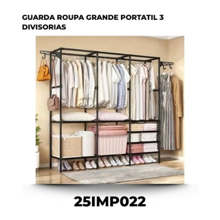 Guarda Roupa Grande Portatil 3 divisorias
