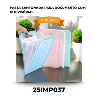 Pasta Sanfonada Para Documento Com 12 Divisórias