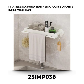 Prateleira para banheiro com suporte para toalhas