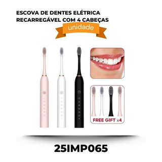 Escova De Dentes Elétrica Recarregável Com 4 Cabeças