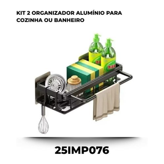 Kit 2 Organizador Alumínio Para Cozinha Ou Banheiro