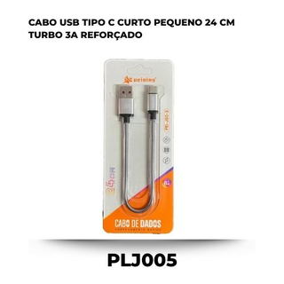 Cabo Usb Tipo C Curto Pequeno 24 Cm Turbo 3a Reforçado